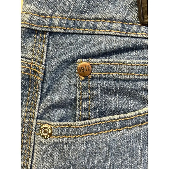 Wrangler Womens Size 12/M Blue Jean Skirt Pockets Back Slit - Picture 7 of 12